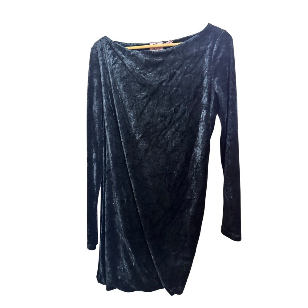 Y2K Glam Juicy Couture Black Crushed‎ Velvet Long Sleeve Mini Dress M